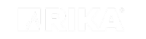 Logo blanc avec le mot RIKA en lettres capitales grasses, avec une flamme stylisée à l'intérieur d'un carré à gauche du texte, sur un fond gris clair.