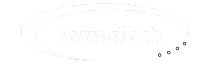 L'image montre le mot TermaTech en texte blanc avec un swoosh incurvé au-dessus et au-dessous du texte, sur un fond gris clair avec trois petits points sur le côté inférieur droit.